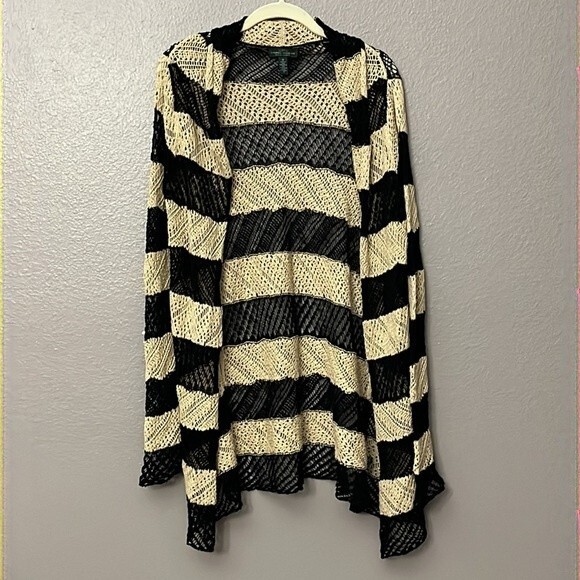 LRL Lauren Jeans Co. Ralph Lauren Loose knit Open Front Cardigan Size Medium - Picture 1 of 8